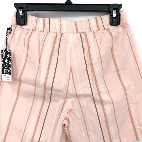 BP. Unisex Stripe Cotton Casual Short XXS Pink/Cream Elastic Waist Nordstrom NWT - Picture 6 of 11